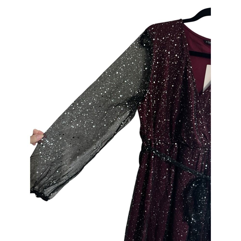 NWT Bloomchic Dress 14-16 Black Sheer Silver Burgundy Wine Fairy Witchy #3622 - Picture 3 of 10